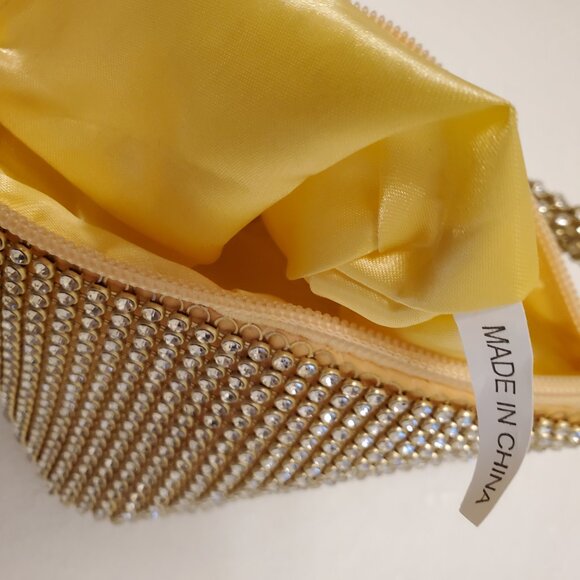 Unbranded Embellished Rhinestone Gold Mini Foldover Hand Bag Wristlet - Picture 11 of 13